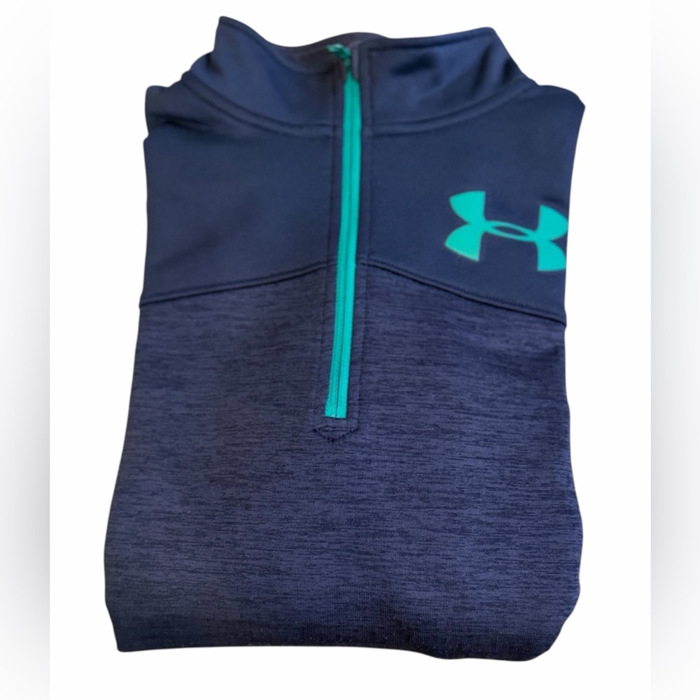 Under Armour Boys Blue & Turquoise ColdGear 1/2 Zip Boys Youth Large